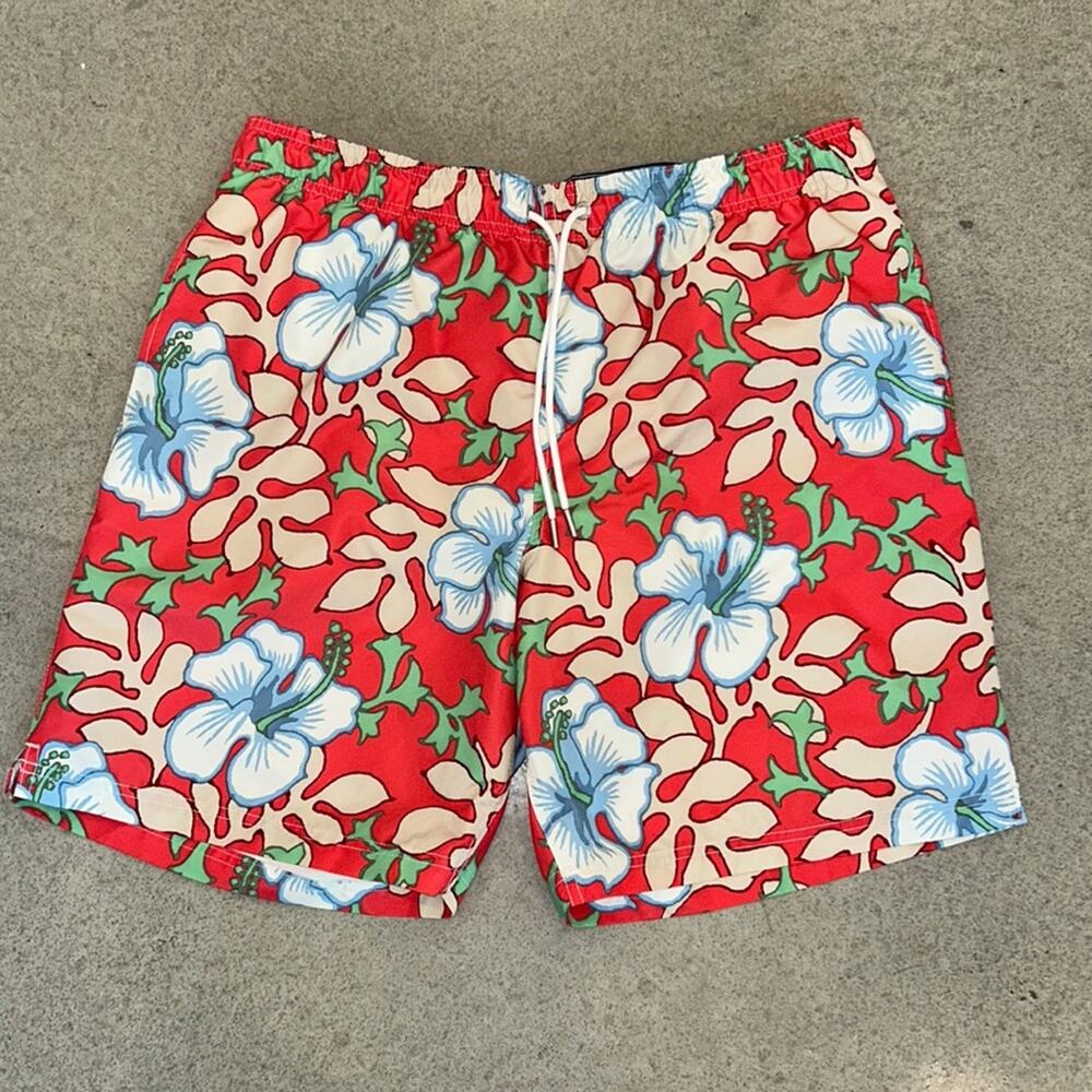 Lands End Tropical Swim Short Trunk Mens Large 8” Inseam